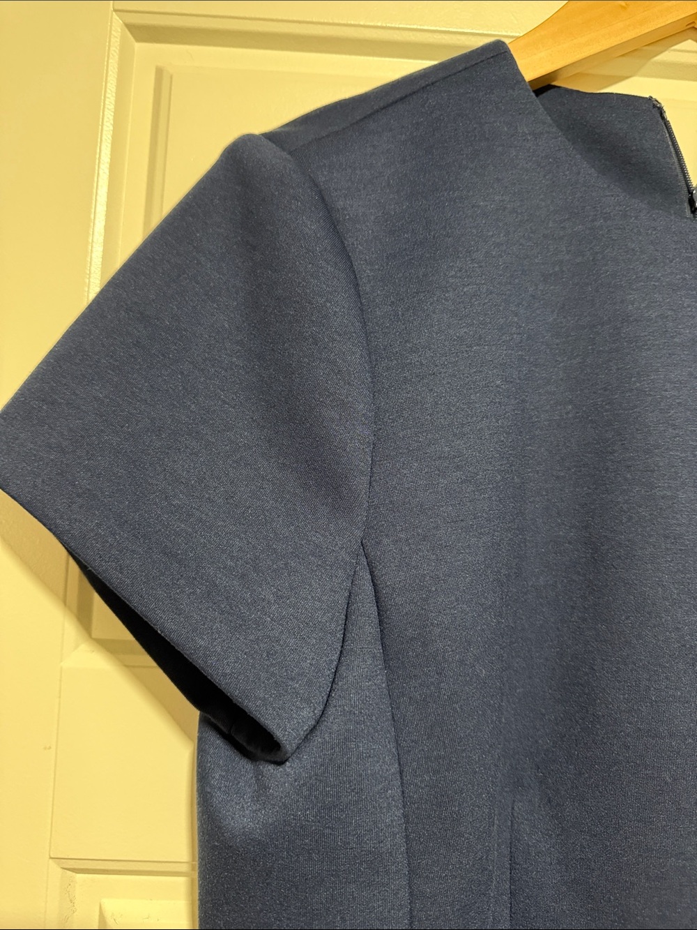 Ann Taylor Navy Short-Sleeve Midi flaire dress navy blue Fit-and-Flare Dress - Picture 4 of 10